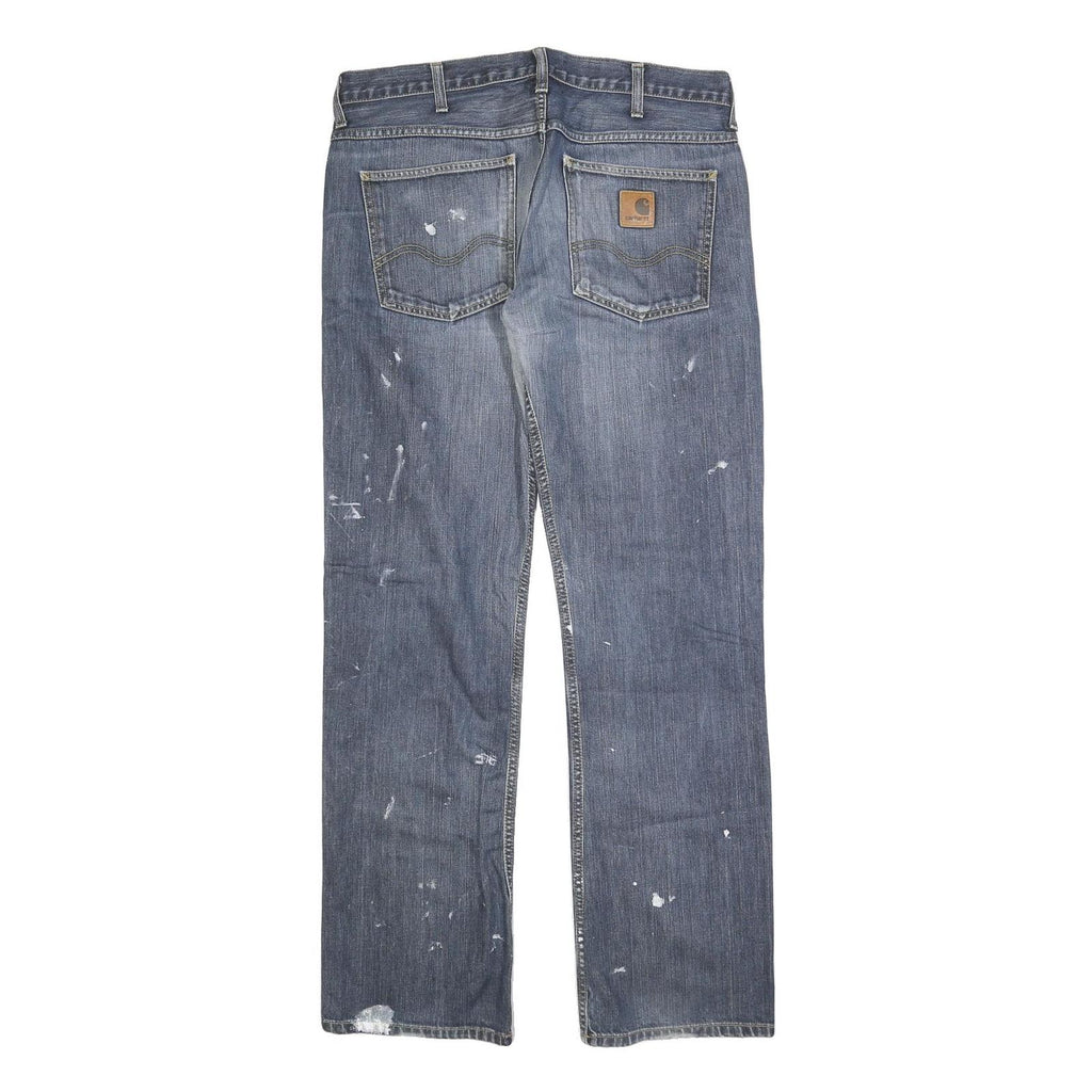 CARHARTT Mens Regular Fit Blue Denim Jeans W32 L34 Paint Splatter Style