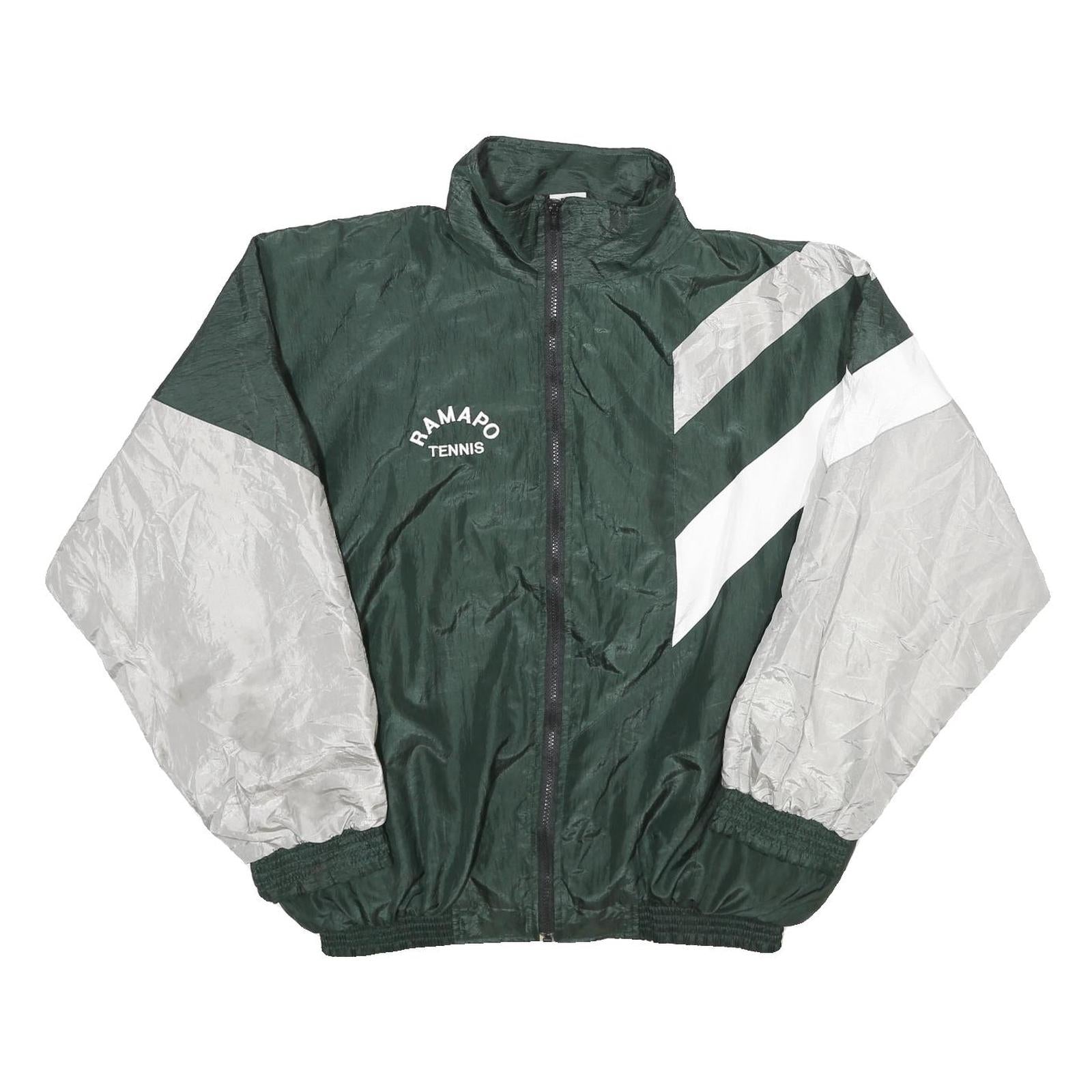 ANACONDA SPORTS Mens Green & Grey Ramapo Tennis Track Jacket L Nylon Colourblock