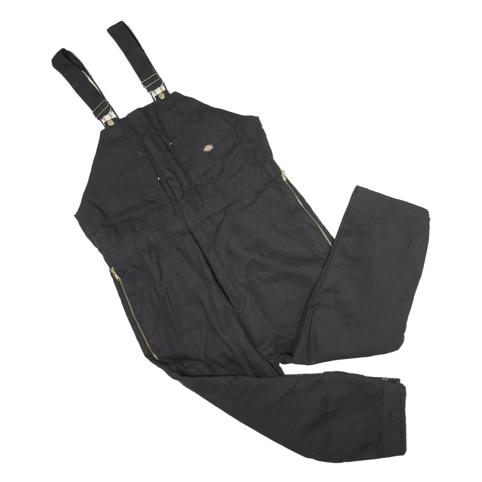 DICKIES Mens Black Cotton Blend Dungarees Classic XL W44 L30 Workwear