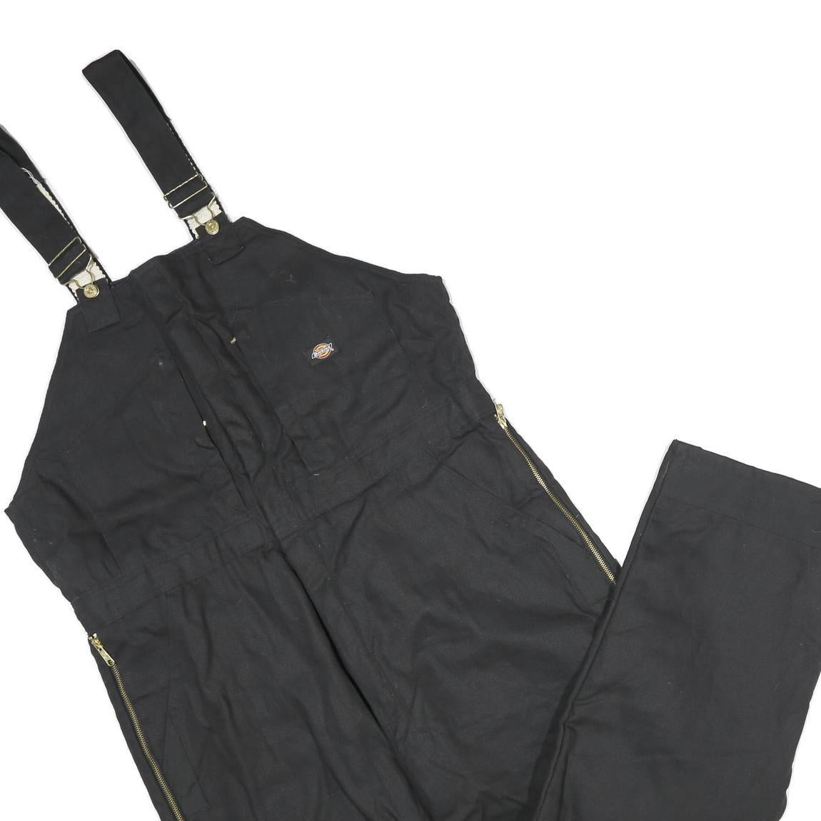 DICKIES Mens Black Cotton Blend Dungarees Classic XL W44 L30 Workwear