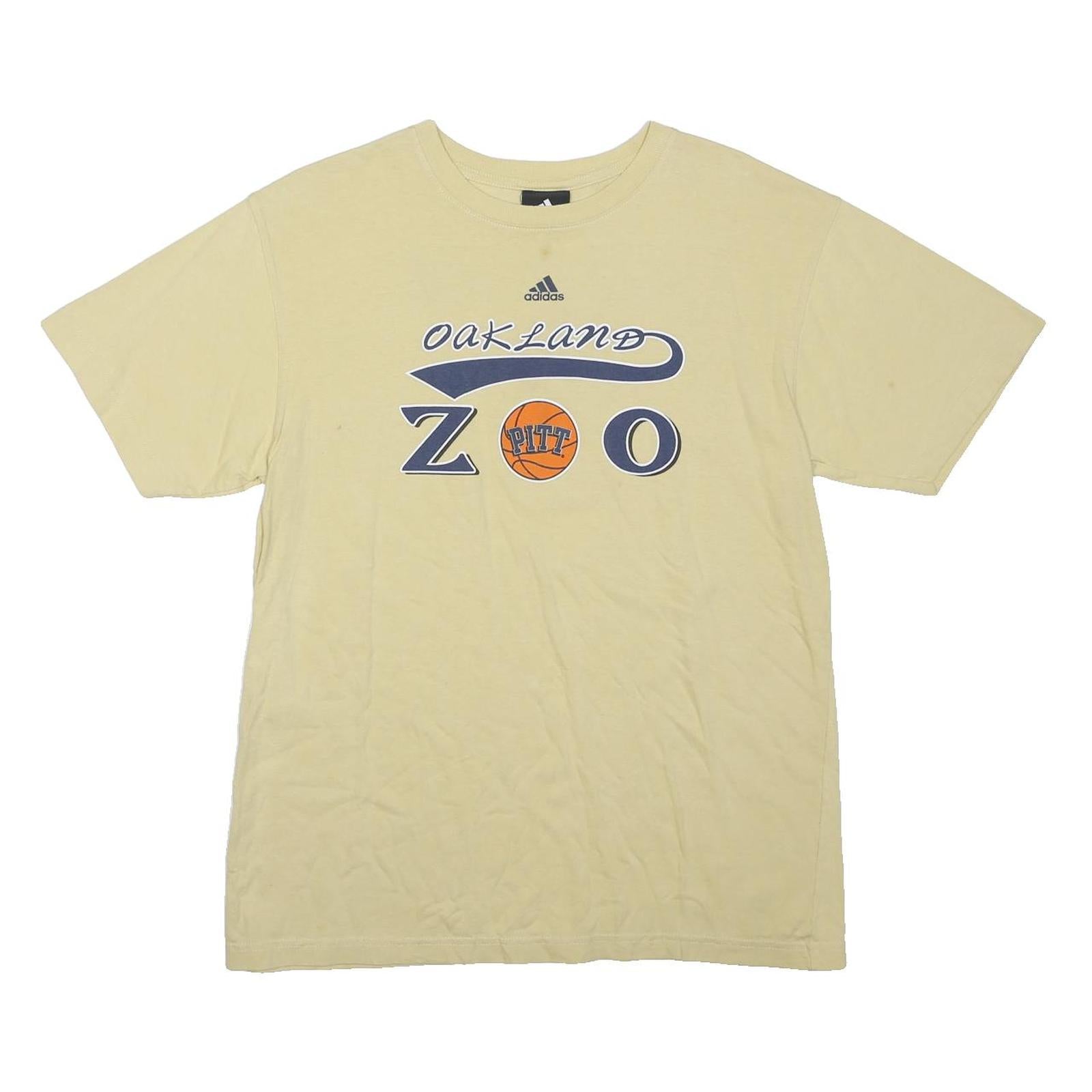 ADIDAS Mens Beige Oakland Zoo Graphic T-Shirt XL Short Sleeve Crew Neck