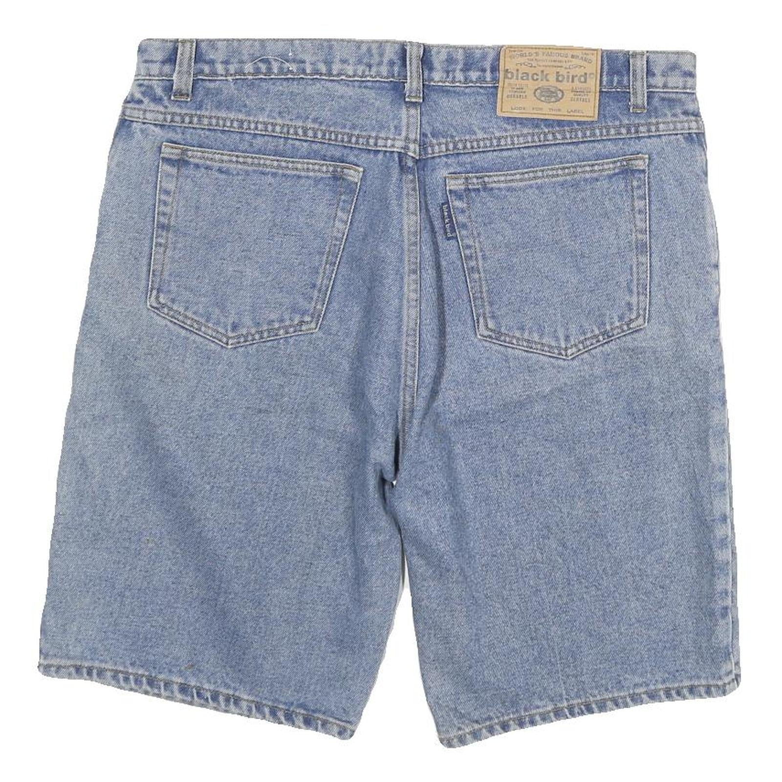 BLACK BIRD Mens Shorts Blue Denim XL W34 Casual Cotton Blend Relaxed Fit