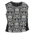 TED BAKER Womens Black Printed Sleeveless Round Neck Top S Viscose Blend