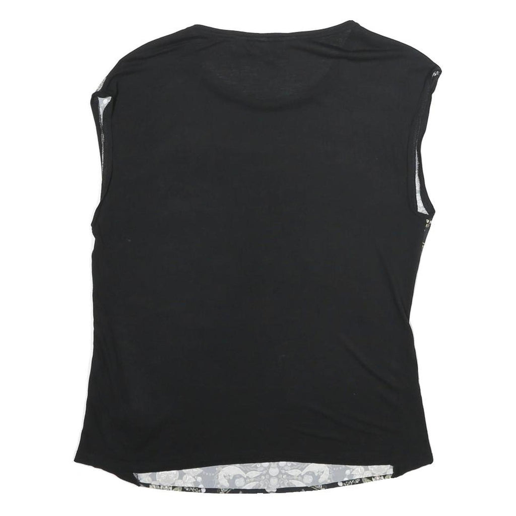 TED BAKER Womens Black Printed Sleeveless Round Neck Top S Viscose Blend