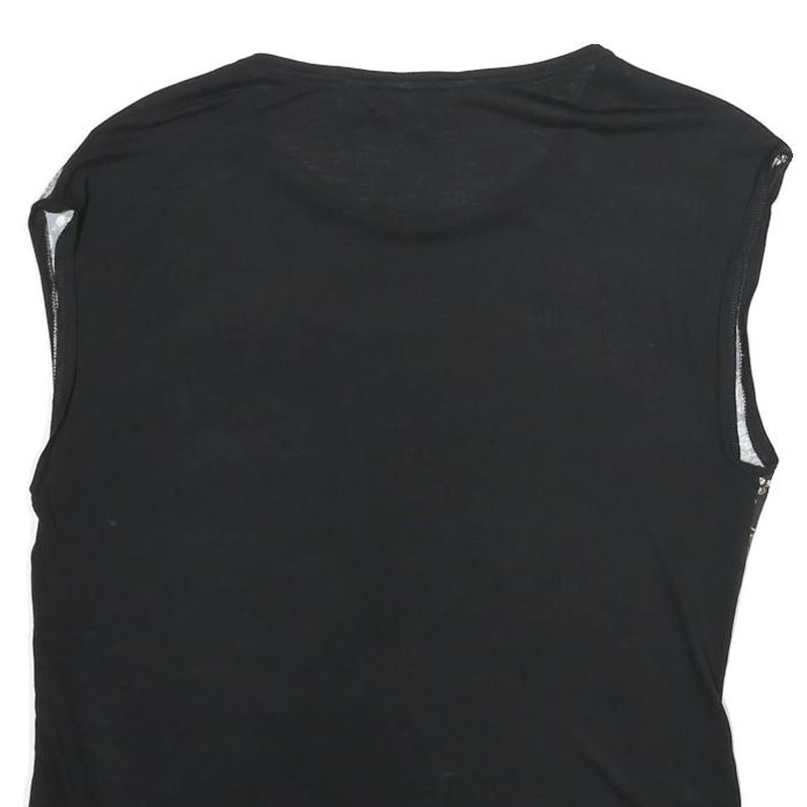 TED BAKER Womens Black Printed Sleeveless Round Neck Top S Viscose Blend