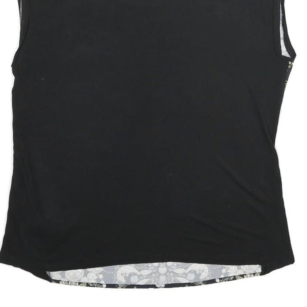 TED BAKER Womens Black Printed Sleeveless Round Neck Top S Viscose Blend
