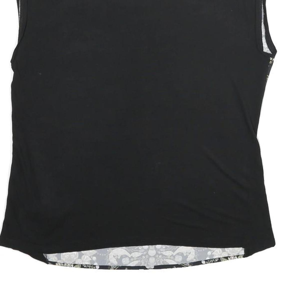 TED BAKER Womens Black Printed Sleeveless Round Neck Top S Viscose Blend