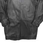 Womens Black Leather Button Jacket UK 14 Classic Plain Stylish Outerwear