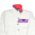 MOUNTAIN GOAT Womens White & Purple Colourblock Jacket M Polyester Blend Zip