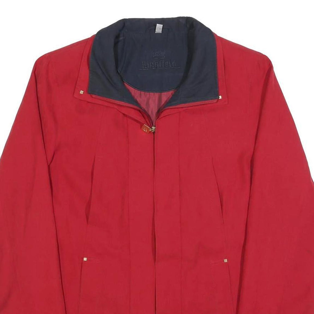 KINGFIELD Womens Red Zip Jacket L Polyester Blend Plain Classic Outerwear