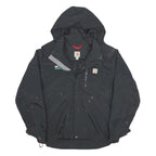 CARHARTT Mens Black Hooded Nylon Jacket L Zip Storm Defender Workwear Outdoor