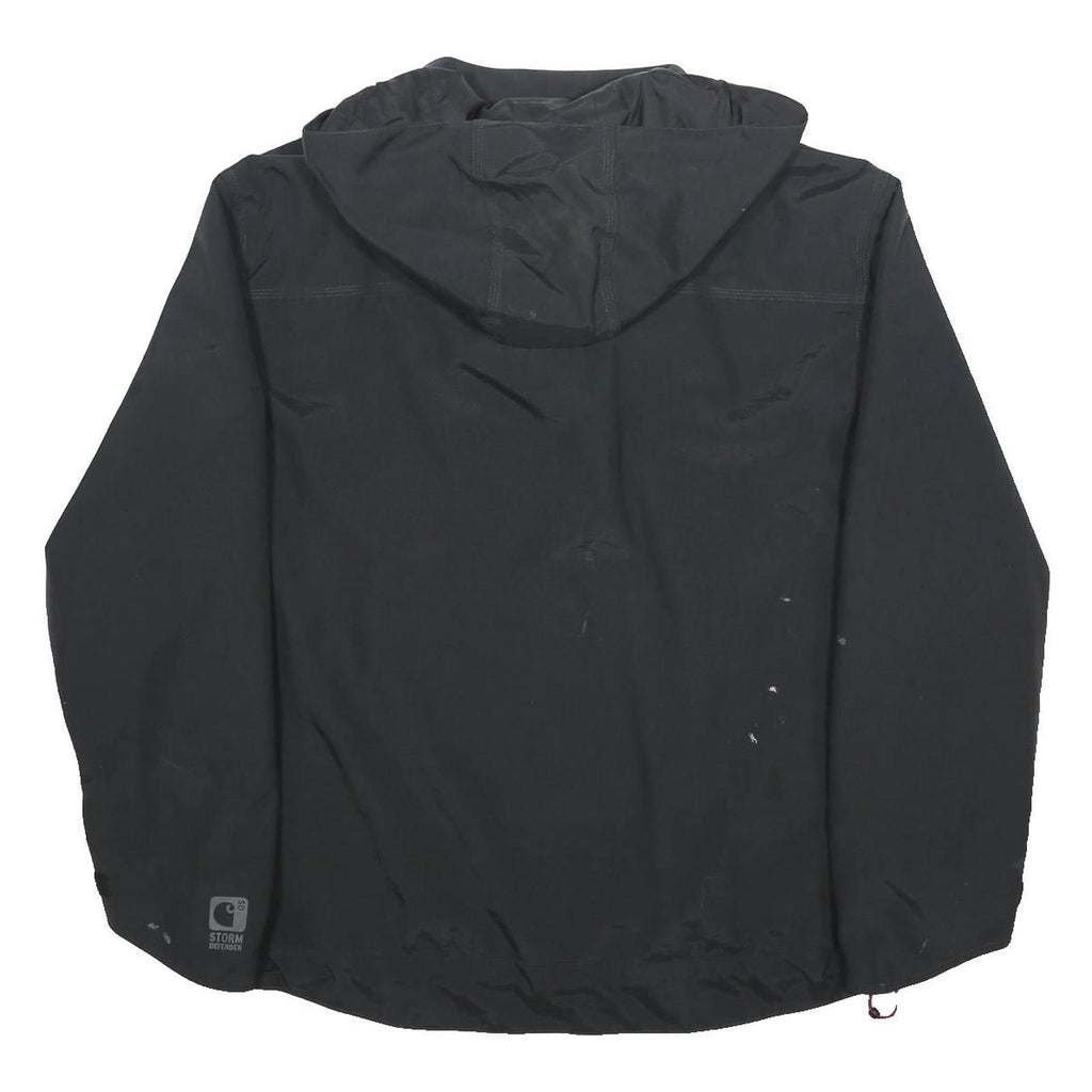 CARHARTT Mens Black Hooded Nylon Jacket L Zip Storm Defender Workwear Outdoor