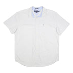 TOMMY HILFIGER Mens White Cotton Short Sleeve Shirt XL Casual Classic