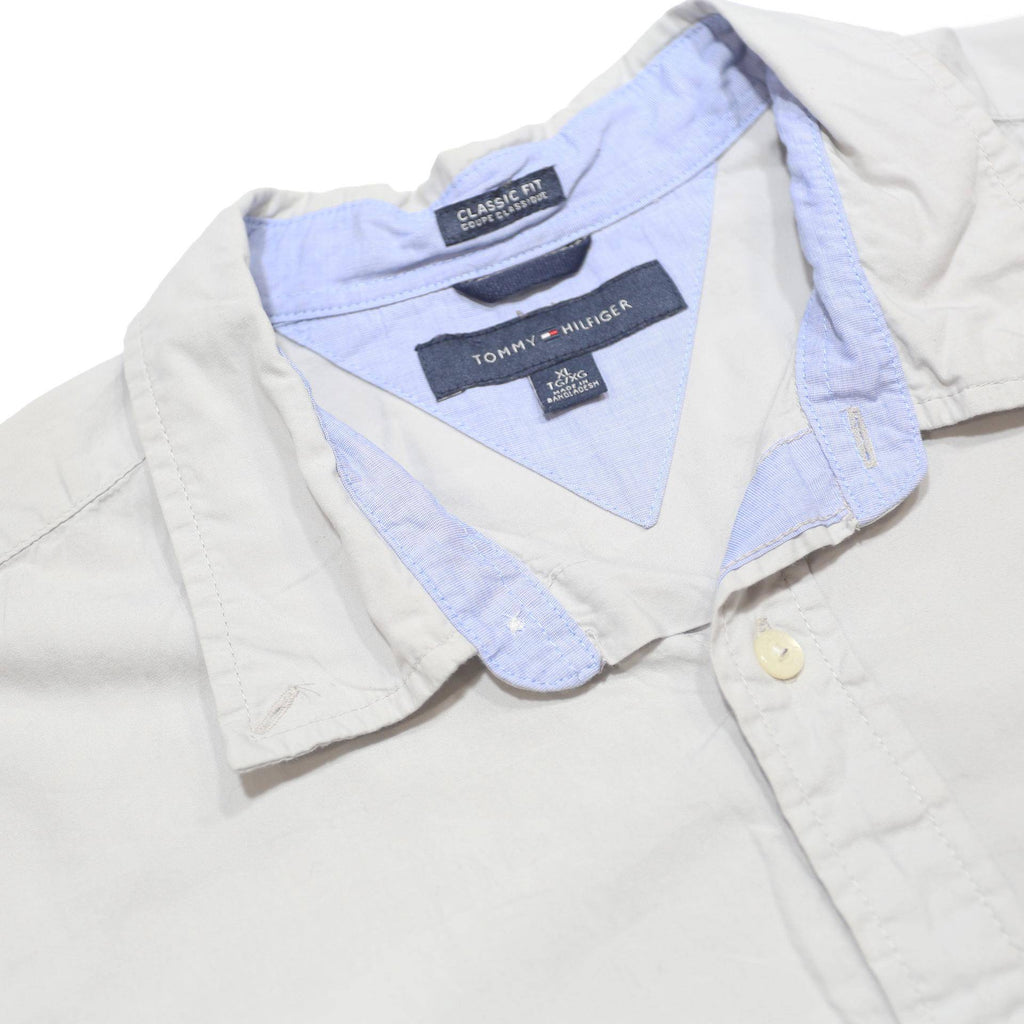 TOMMY HILFIGER Mens White Cotton Short Sleeve Shirt XL Casual Classic