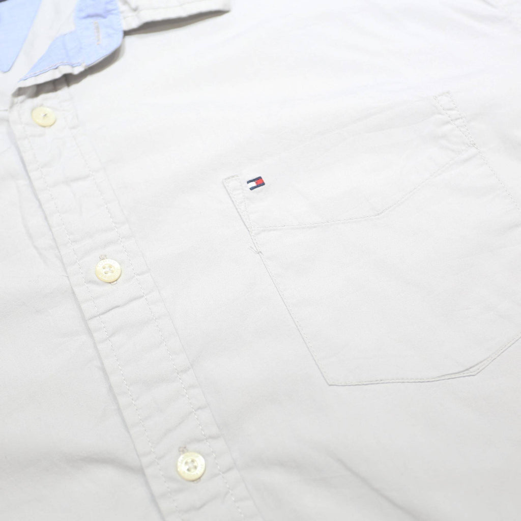 TOMMY HILFIGER Mens White Cotton Short Sleeve Shirt XL Casual Classic