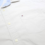 TOMMY HILFIGER Mens White Cotton Short Sleeve Shirt XL Casual Classic