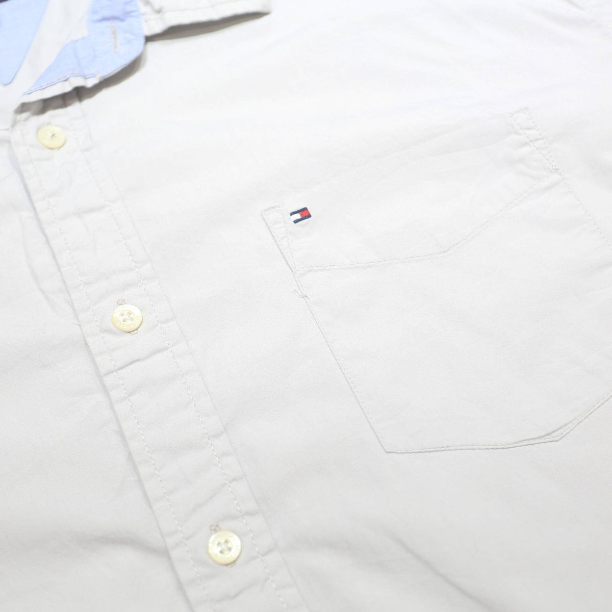 TOMMY HILFIGER Mens White Cotton Short Sleeve Shirt XL Casual Classic