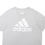 ADIDAS Mens Grey & White Logo Graphic T-Shirt XL Short Sleeve Crew Neck Cotton