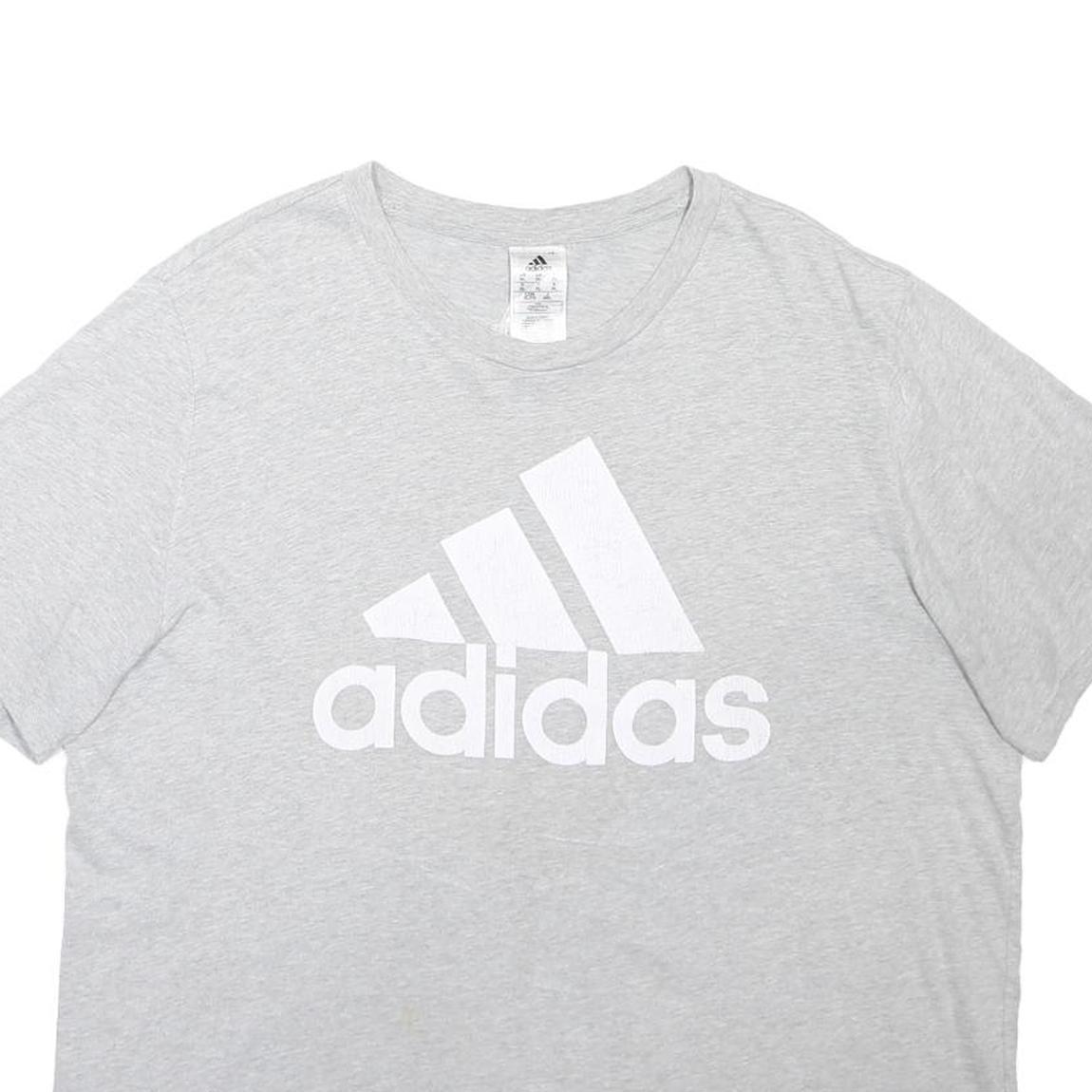 ADIDAS Mens Grey & White Logo Graphic T-Shirt XL Short Sleeve Crew Neck Cotton