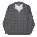 NAUTICA Mens Grey Checked Half Zip 2XL Sweatshirt Cotton Blend Casual Top