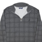 NAUTICA Mens Grey Checked Half Zip 2XL Sweatshirt Cotton Blend Casual Top