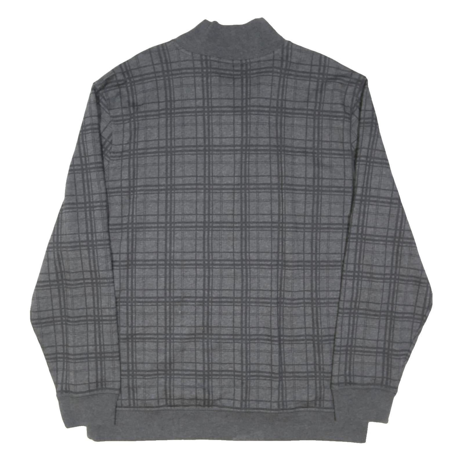 NAUTICA Mens Grey Checked Half Zip 2XL Sweatshirt Cotton Blend Casual Top