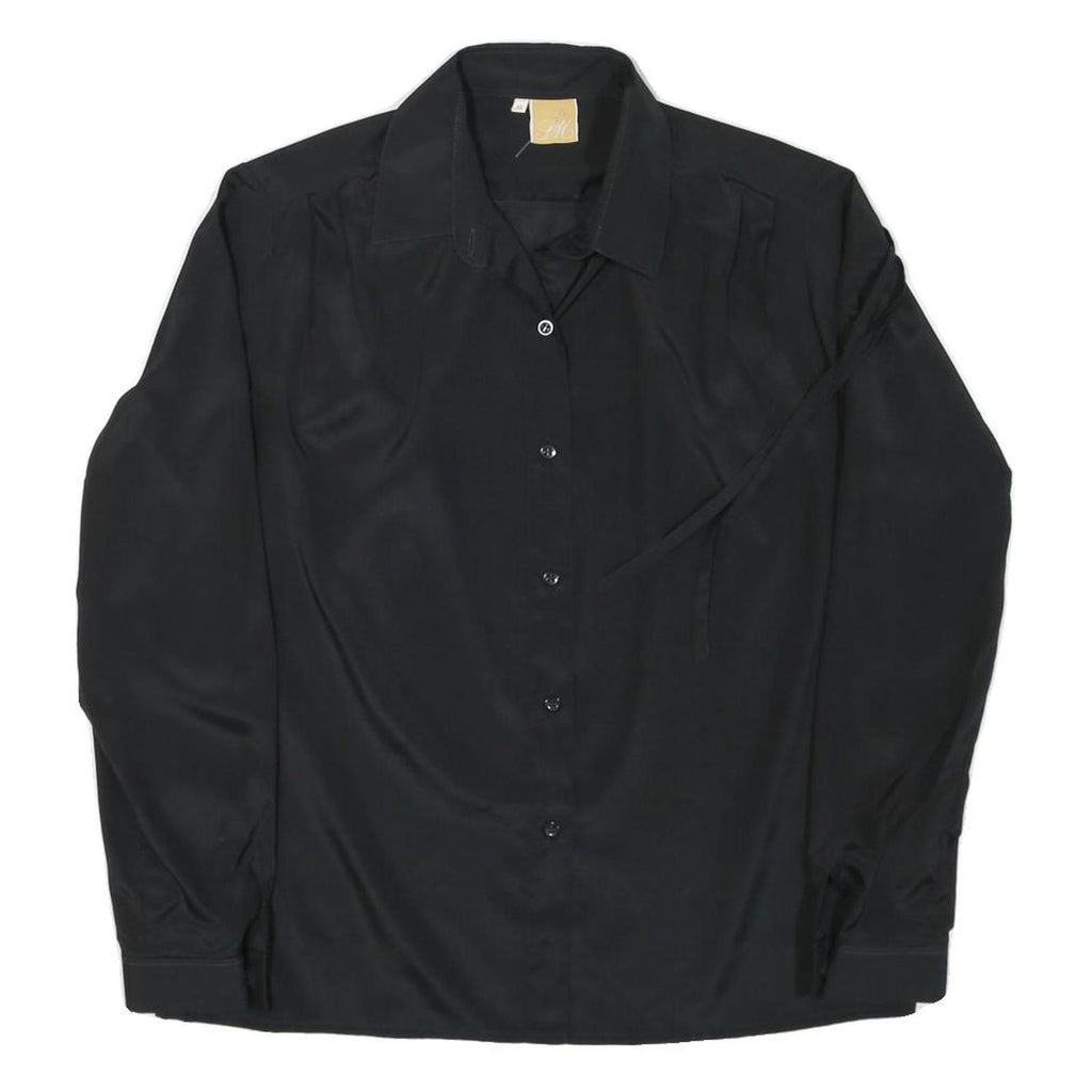 IM Womens Black Shirt Long Sleeve Collared Button Neck Size M Classic Work