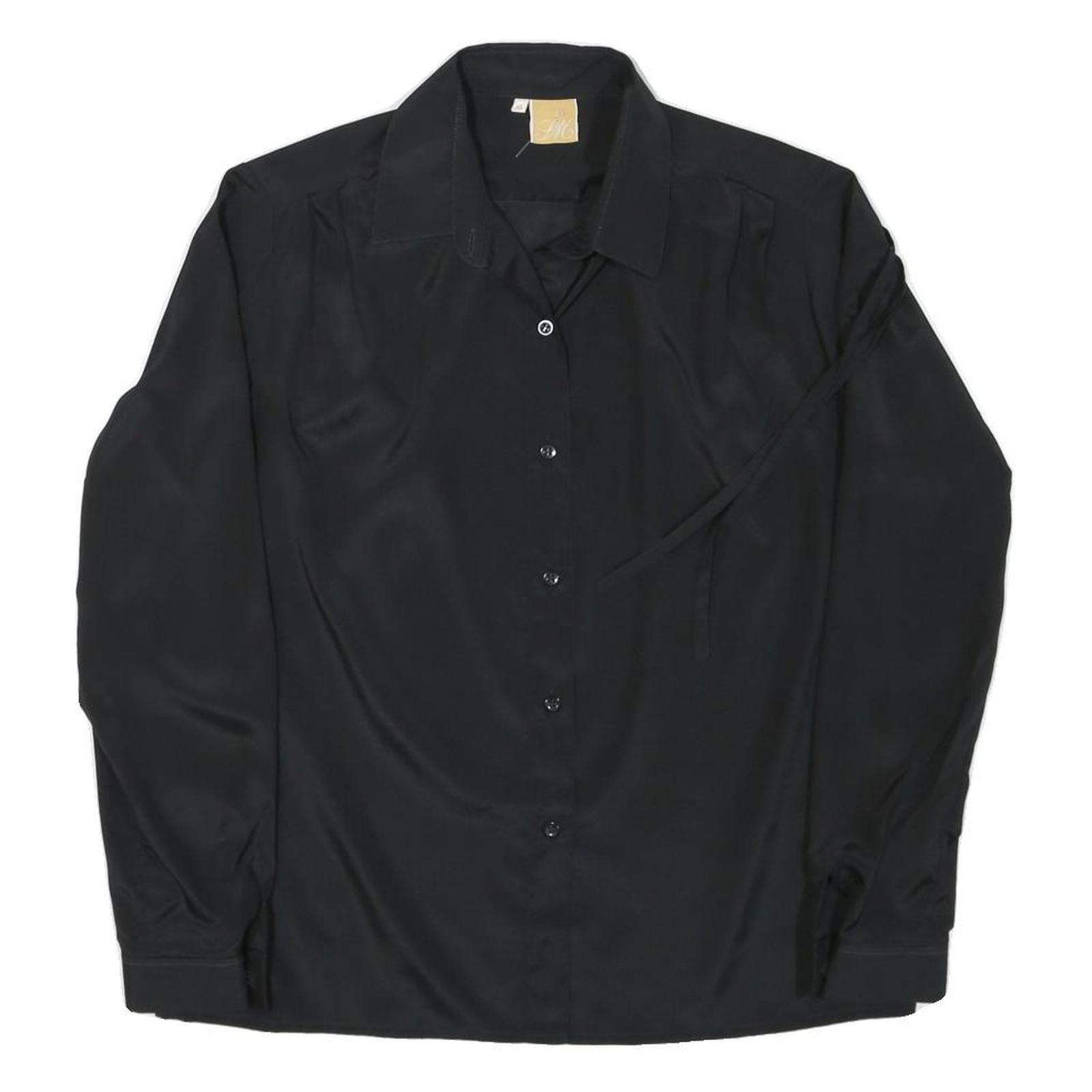 IM Womens Black Shirt Long Sleeve Collared Button Neck Size M Classic Work