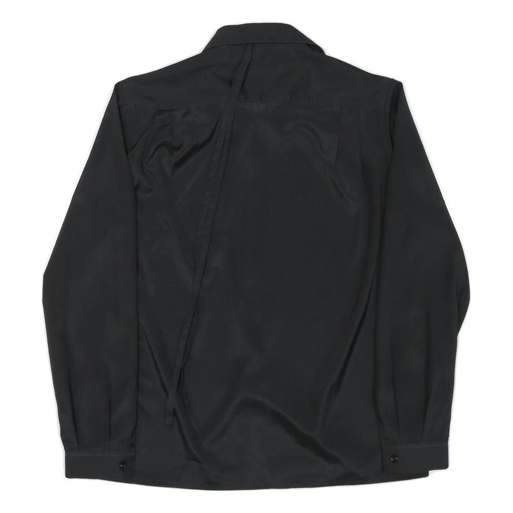 IM Womens Black Shirt Long Sleeve Collared Button Neck Size M Classic Work