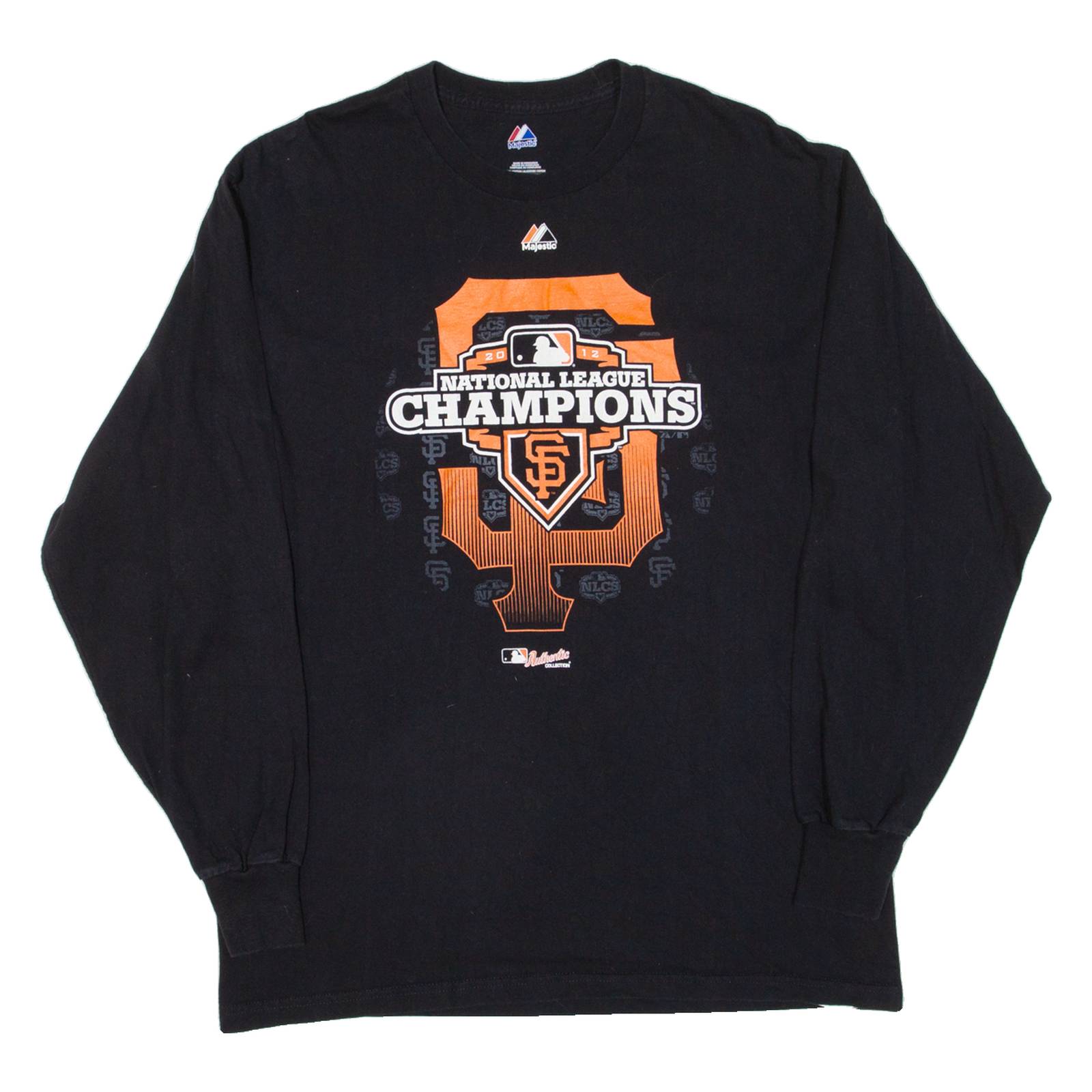 MAJESTIC 2012 National League Champions Mens T-Shirt Black Long Sleeve USA L
