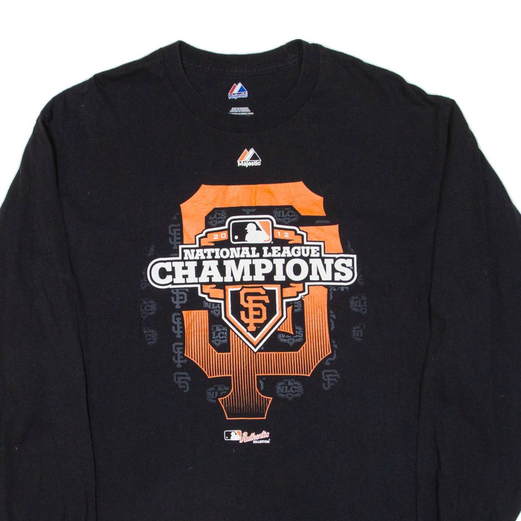 MAJESTIC 2012 National League Champions Mens T-Shirt Black Long Sleeve USA L