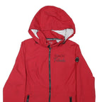 NAUTICA Womens Red Nylon Hooded Jacket M Plain Zip Sandpoint Sand Print