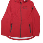 NAUTICA Womens Red Nylon Hooded Jacket M Plain Zip Sandpoint Sand Print