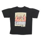 ISLANDS Womens Black Sandugo Graphic T-Shirt L Short Sleeve Crew Neck Casual