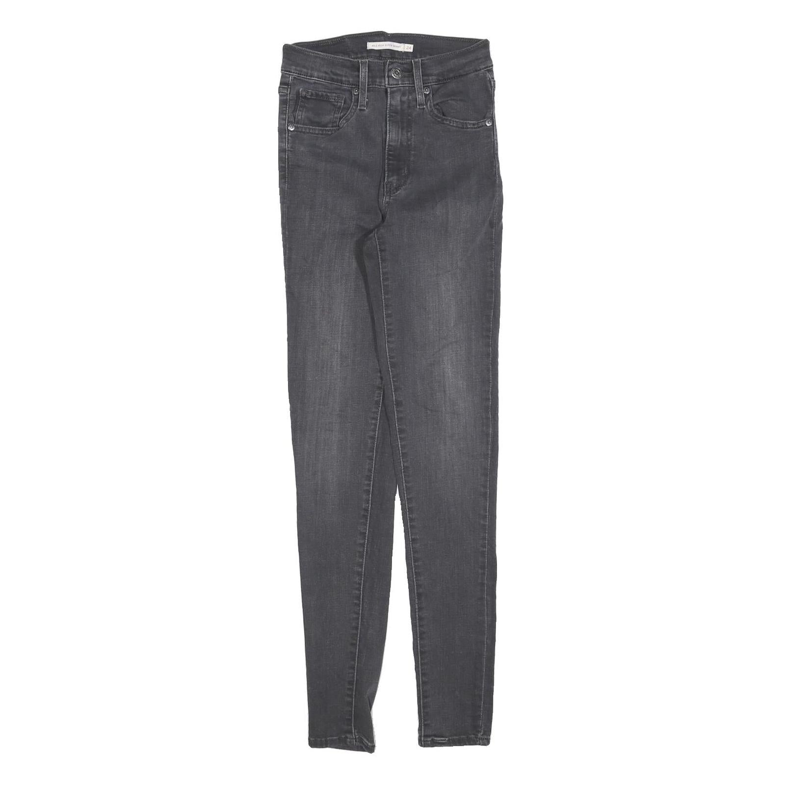LEVI'S Womens Slim Black Skinny Denim Medium W24 L30 Jeans Zip Closure