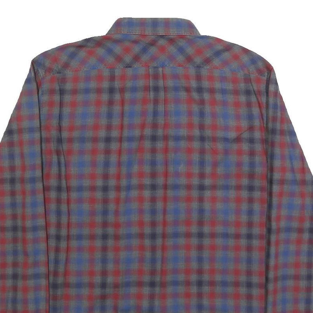 HUGO Mens Blue & Red Check Shirt L Button-Down Collar Long Sleeve Cotton Casual