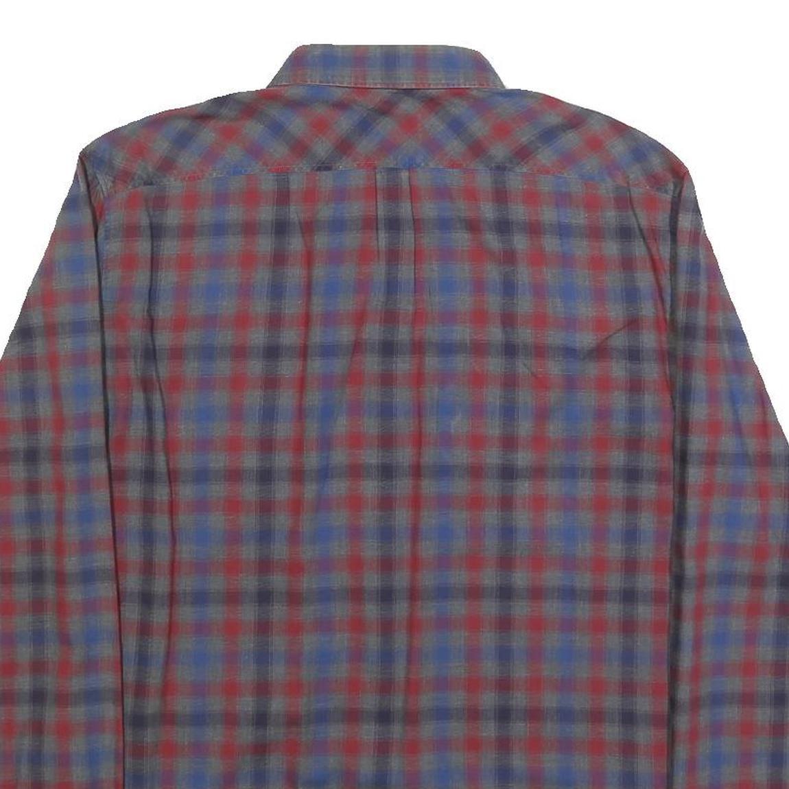 HUGO Mens Blue & Red Check Shirt L Button-Down Collar Long Sleeve Cotton Casual