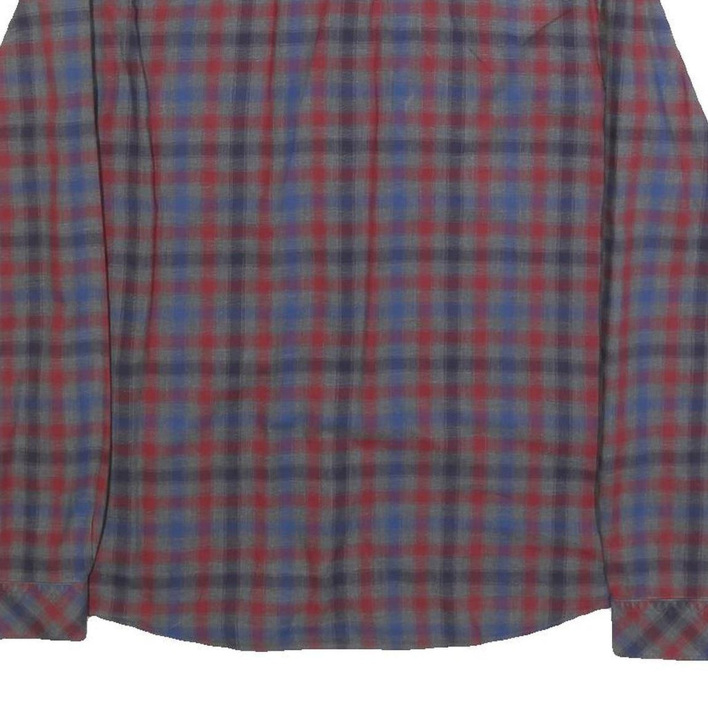 HUGO Mens Blue & Red Check Shirt L Button-Down Collar Long Sleeve Cotton Casual