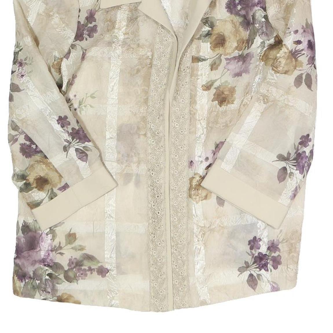 R&M RICHARDS Womens Cream Floral Printed Shirt Long Sleeve Collared UK 12