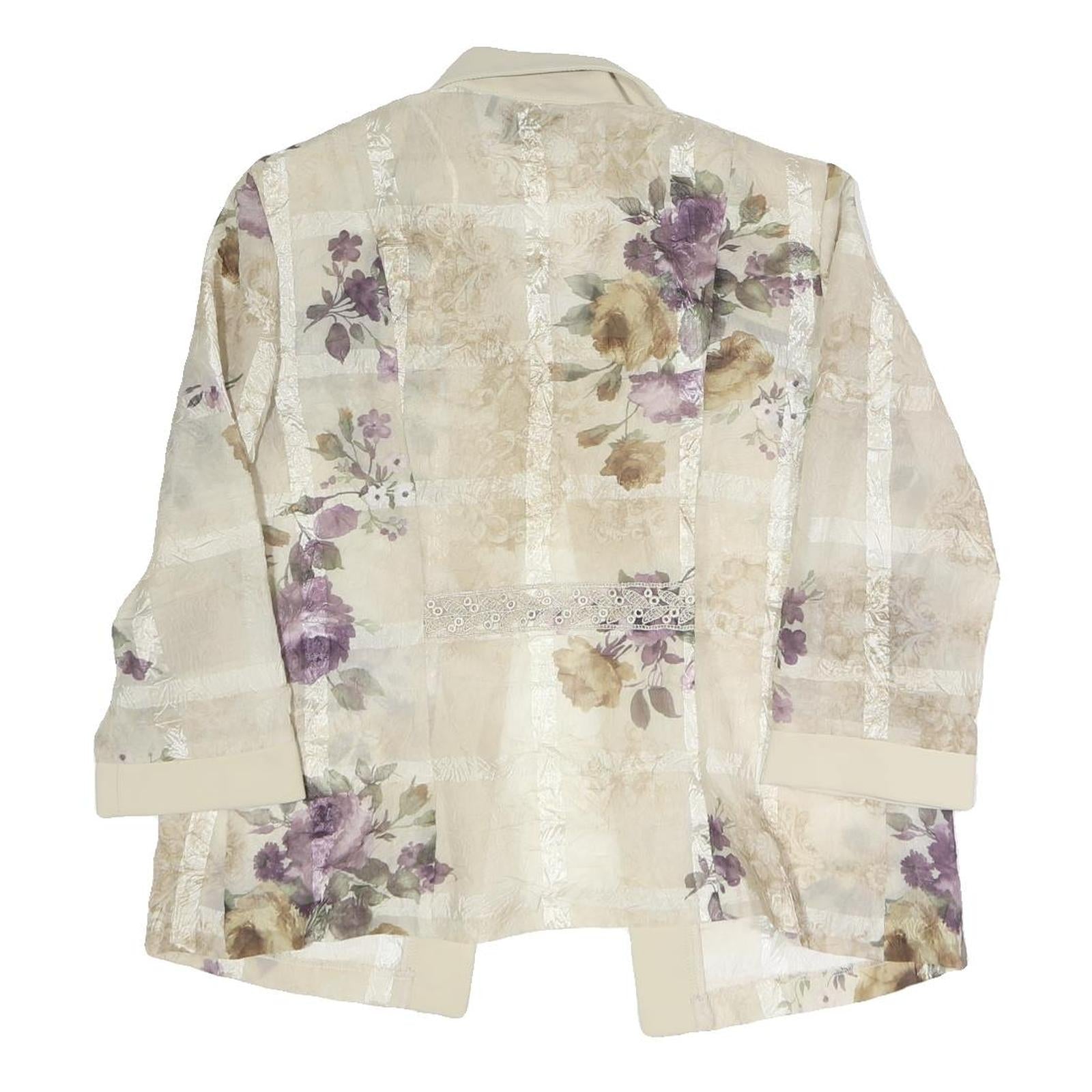R&M RICHARDS Womens Cream Floral Printed Shirt Long Sleeve Collared UK 12
