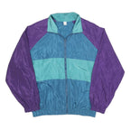 Mens Blue & Purple Colourblock Zip Jacket XL Polyester Blend Casual Outerwear