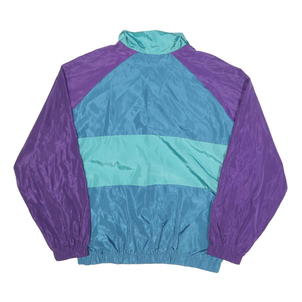 Mens Blue & Purple Colourblock Zip Jacket XL Polyester Blend Casual Outerwear