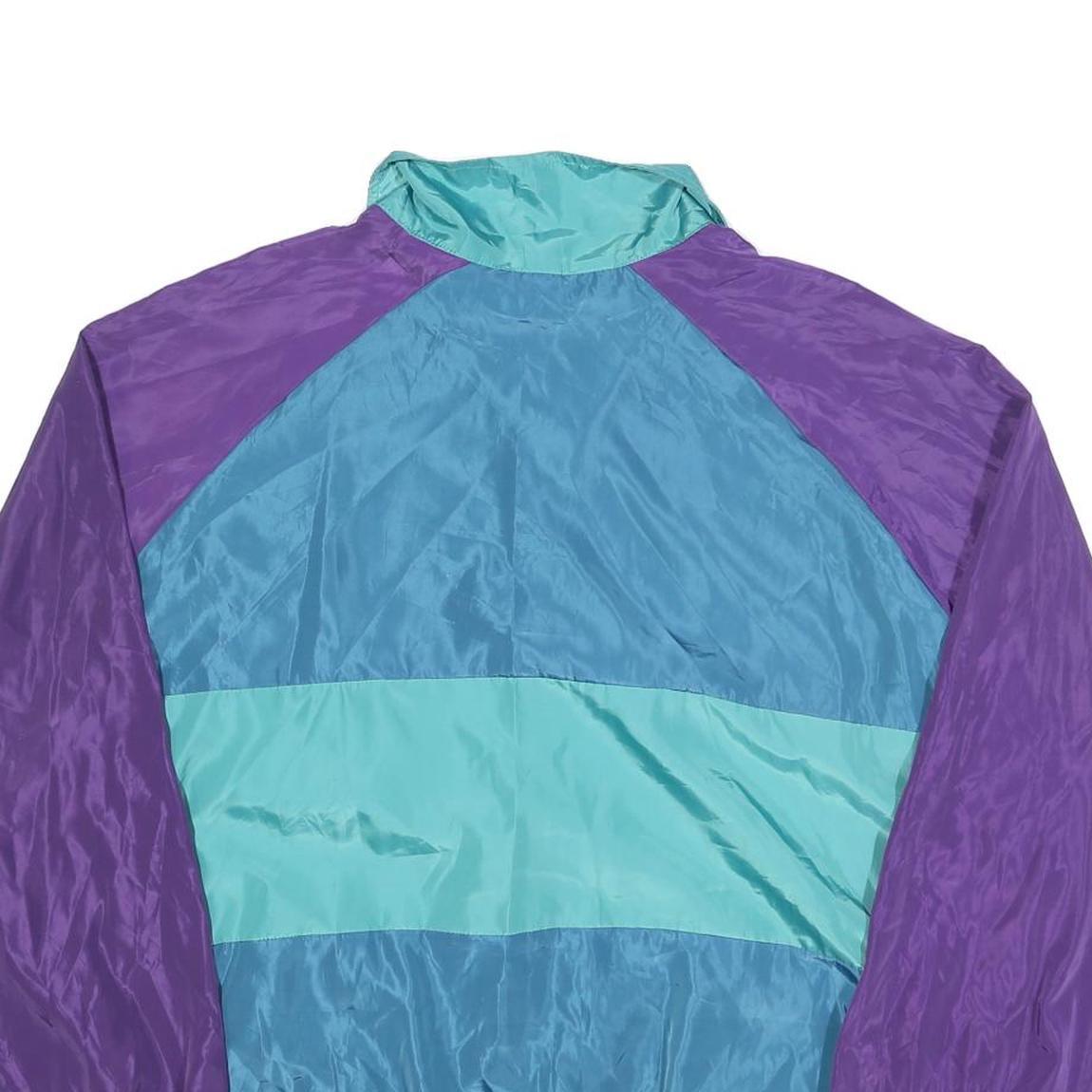 Mens Blue & Purple Colourblock Zip Jacket XL Polyester Blend Casual Outerwear