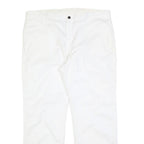 DICKIES Mens Cotton Blend White Relaxed Straight Trousers W40 L32 Workwear