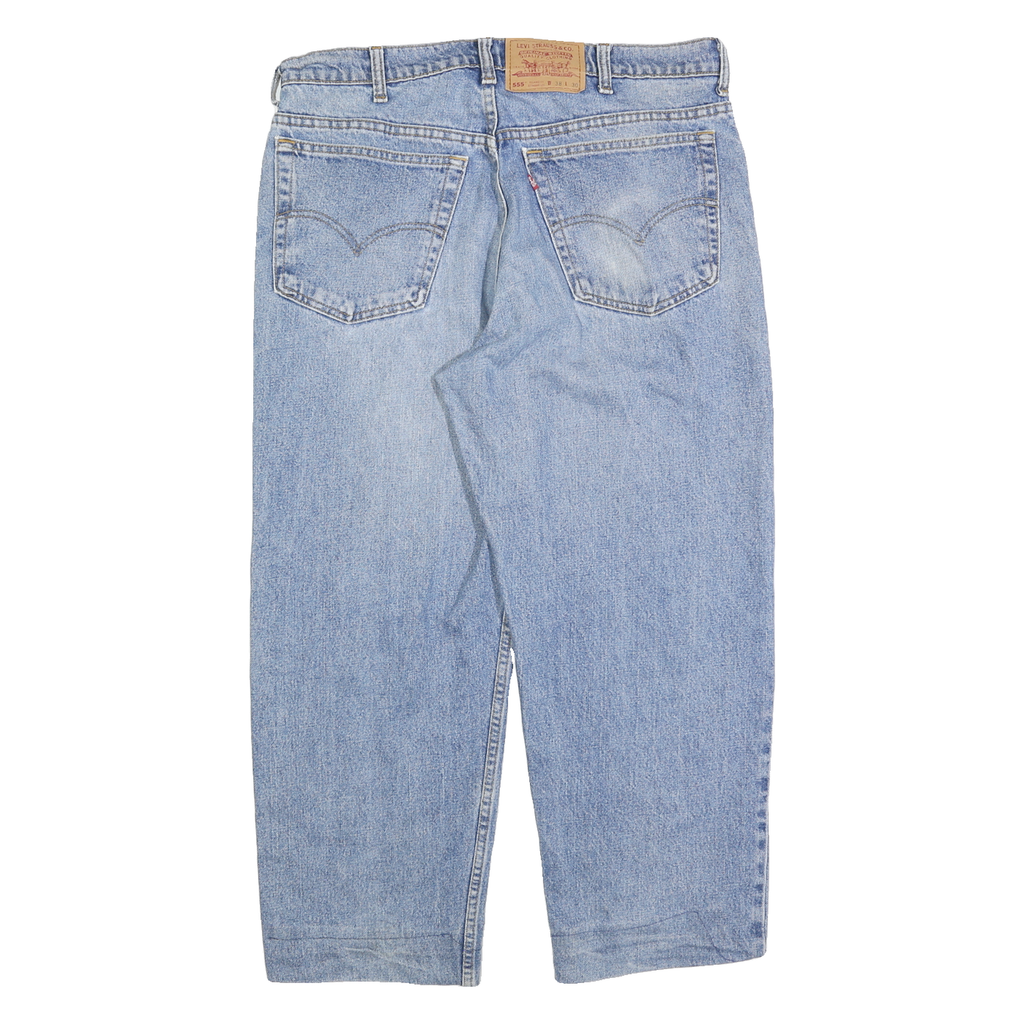 LEVI'S 555 Mens Jeans Blue Relaxed Straight Denim Medium W38 L25 Classic Style