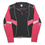 NIKE Womens Black & Red Sports Track Jacket L Polyester Zip Athletic Fit