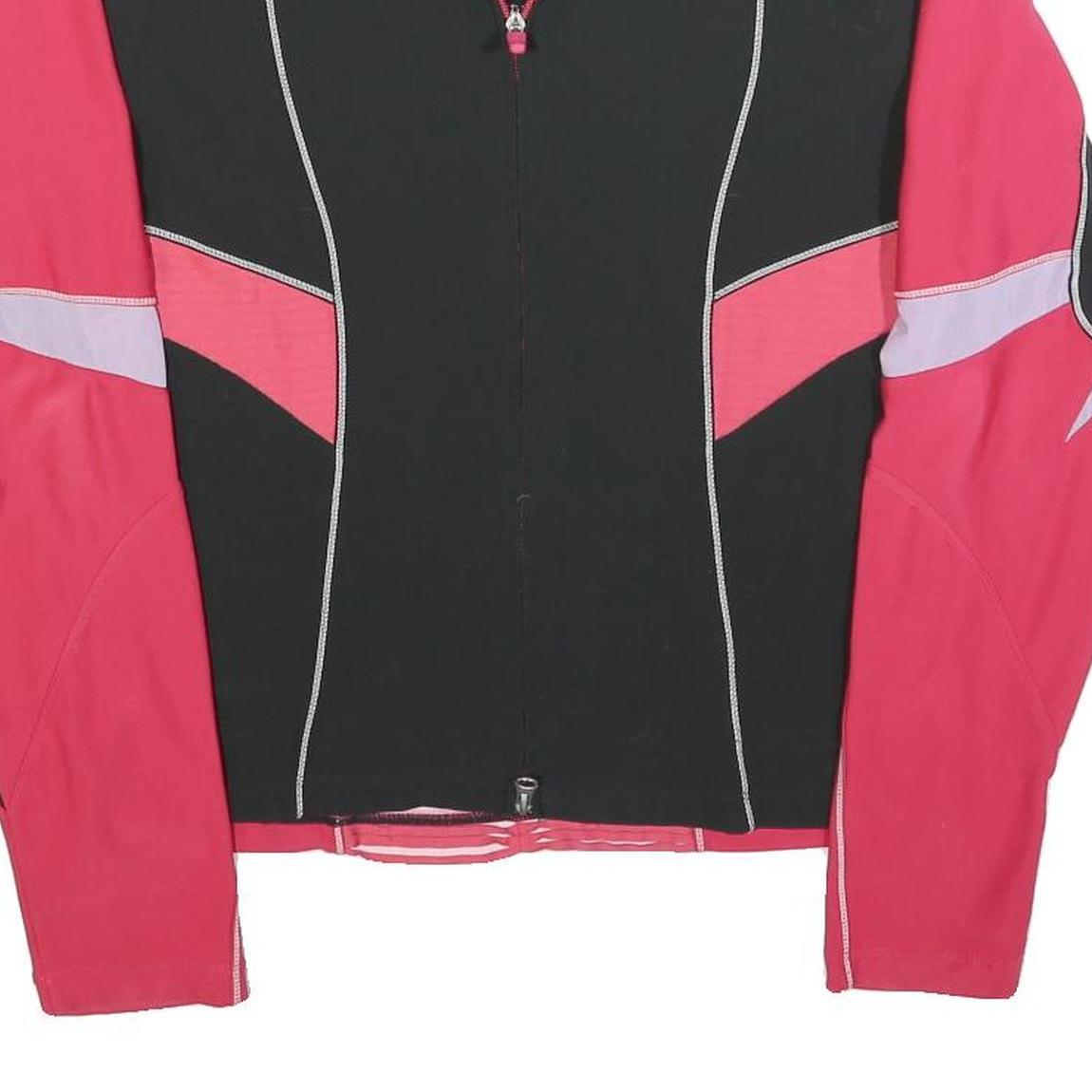 NIKE Womens Black & Red Sports Track Jacket L Polyester Zip Athletic Fit
