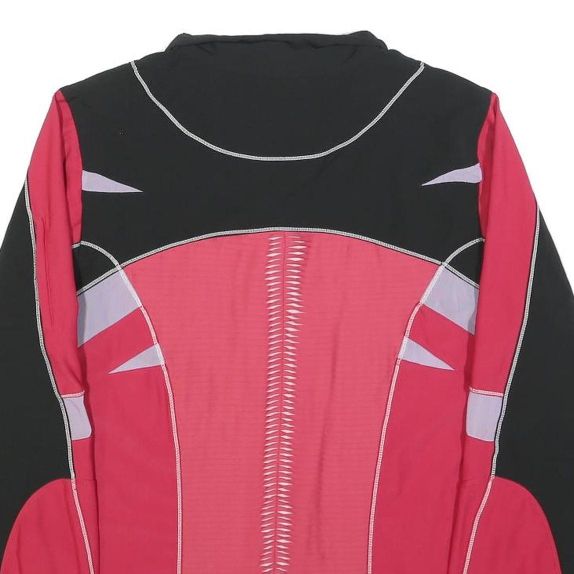 NIKE Womens Black & Red Sports Track Jacket L Polyester Zip Athletic Fit