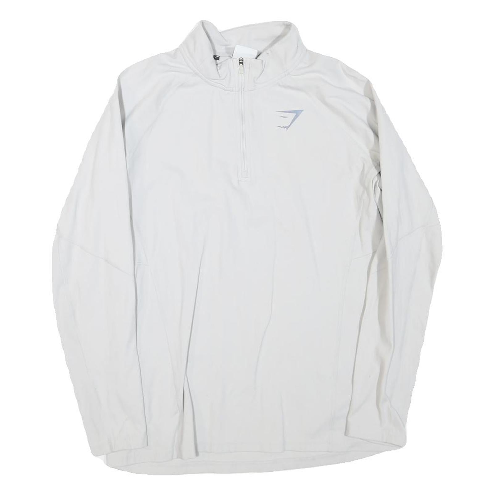 GYMSHARK Womens White Long Sleeve Sports T-Shirt M Half Zip Activewear