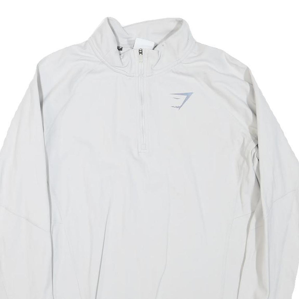 GYMSHARK Womens White Long Sleeve Sports T-Shirt M Half Zip Activewear